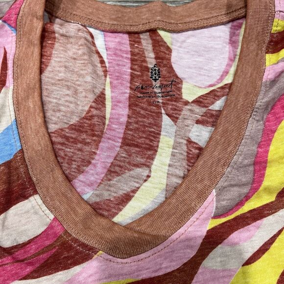 Free People Movement Keep Rolling Printed Tee Long Sleeve S Geometric Y2K - Picture 2 of 6